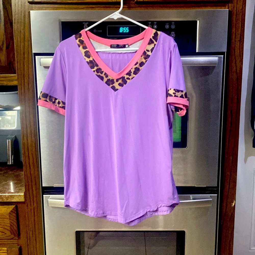 Glitzy Girlz purple/pink/leopard print shirt